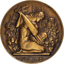 France, Medal, Flore, Femme nue au Jardin, Delannoy, AU(50-53), Bronze