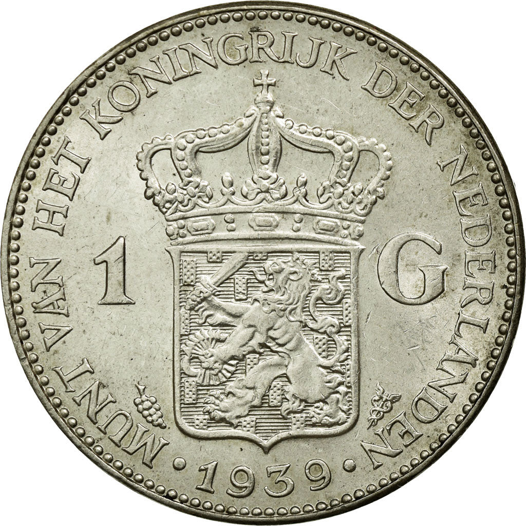 Coin, Netherlands, Wilhelmina I, Gulden, 1939, MS(60-62), Silver, KM:161.1
