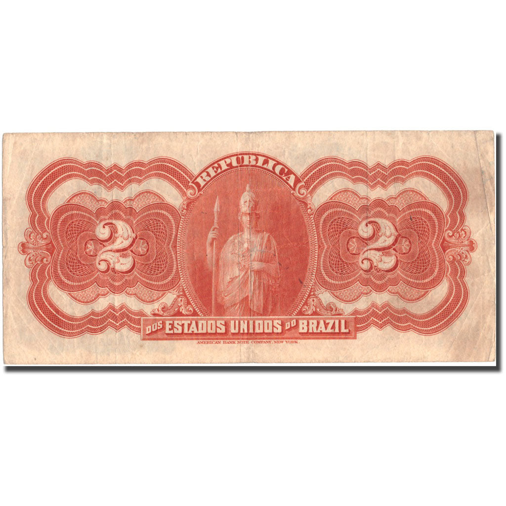 Banknote, Brazil, 2 Mil Reis, 1918, 1918, KM:13a, VF(20-25)