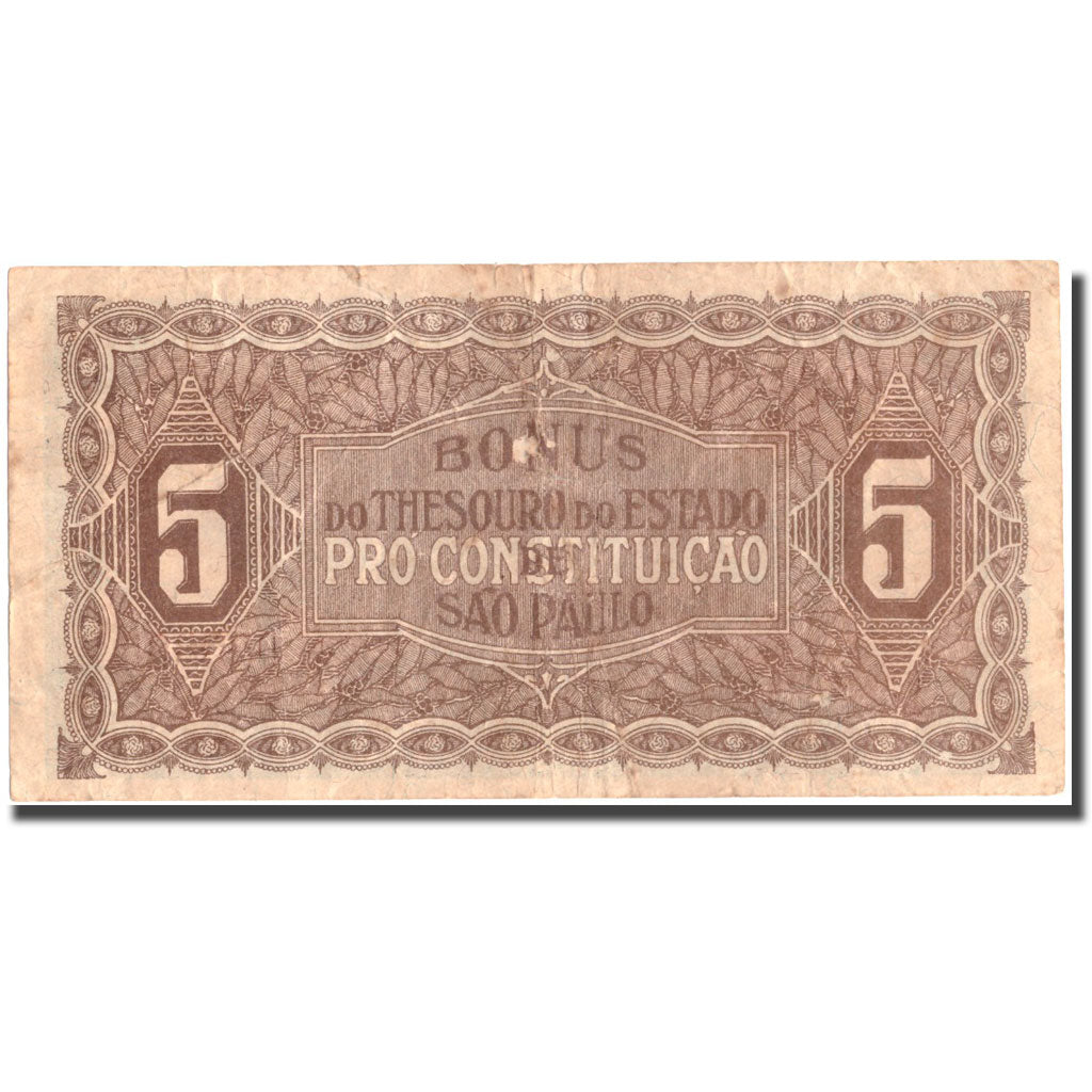 Banknote, Brazil, 5 Mil Reis, 1932, KM:S861b, VF(20-25)