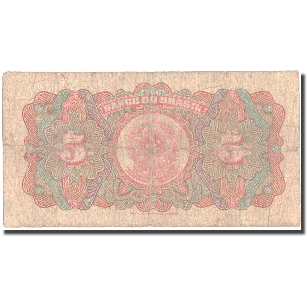 Banconote, Brasile, 5 Mil Reis, undated (1923), KM:112a, B+