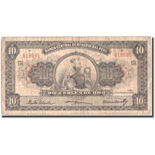 Banknote, Peru, 10 Soles, 1955, 1955-02-17, KM:71a, VF(30-35)