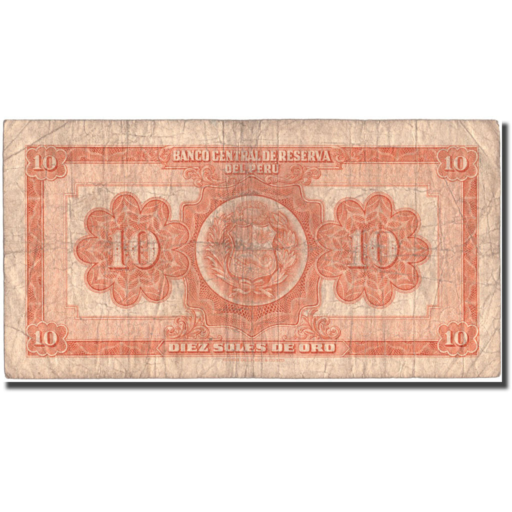 Banknote, Peru, 10 Soles, 1955, 1955-02-17, KM:71a, VF(30-35)