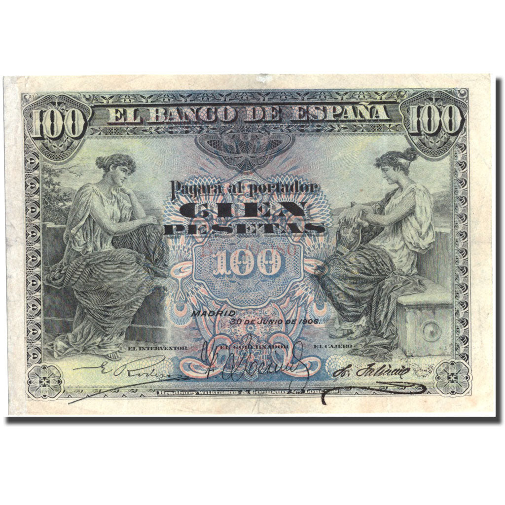 Banknote, Spain, 100 Pesetas, 1906, 1906-06-30, KM:59a, EF(40-45)