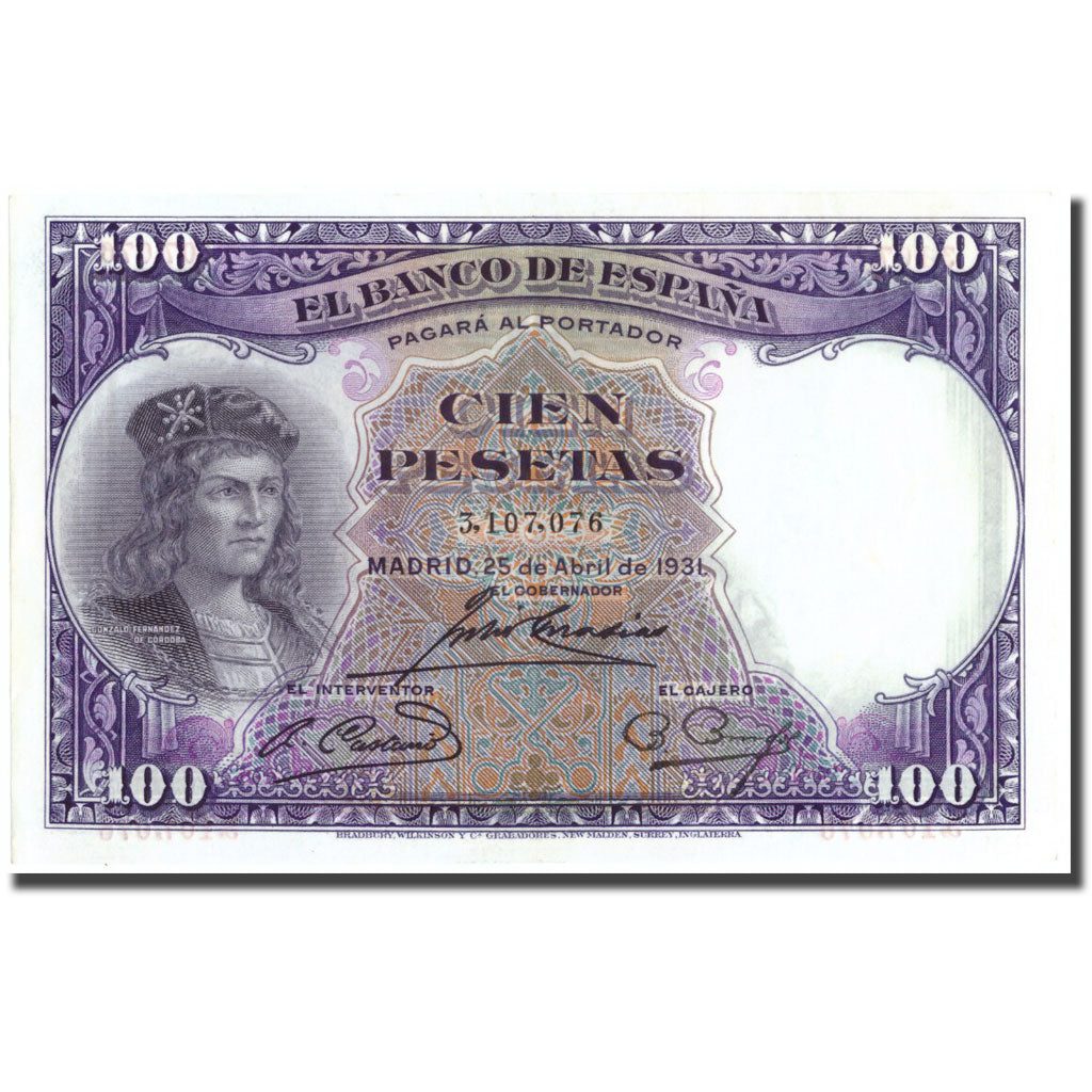 Geldschein, Spanien, 100 Pesetas, 1931, 1931-04-25, KM:83, UNZ-