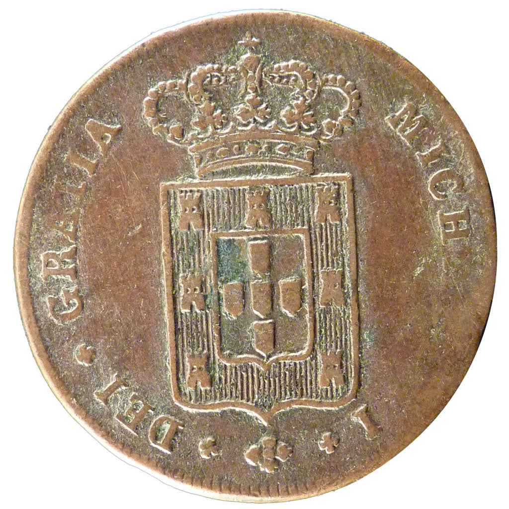 Portugal, 5 Reis, 1829, KM #389, VF(20-25), Bronze, 6.20