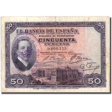 Billete, 50 Pesetas, 1927, España, 1927-05-17, KM:80, BC+