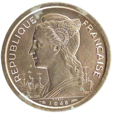 REUNION, 2 Francs, 1948, KM #E4, MS(65-70), Copper-Nickel, Lecompte #61, 9.80