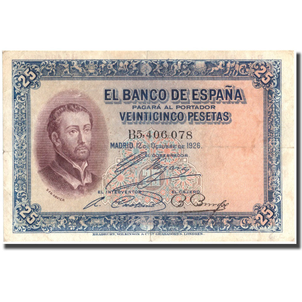 Billete, 25 Pesetas, 1926, España, 1926-10-12, KM:71a, MBC