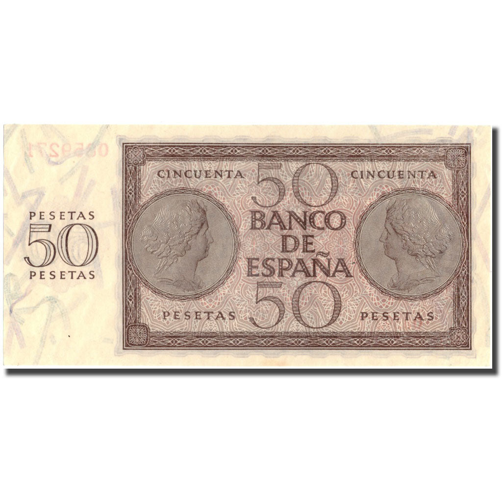 Banknote, Spain, 50 Pesetas, 1936, 1936-11-21, KM:100a, UNC(63)
