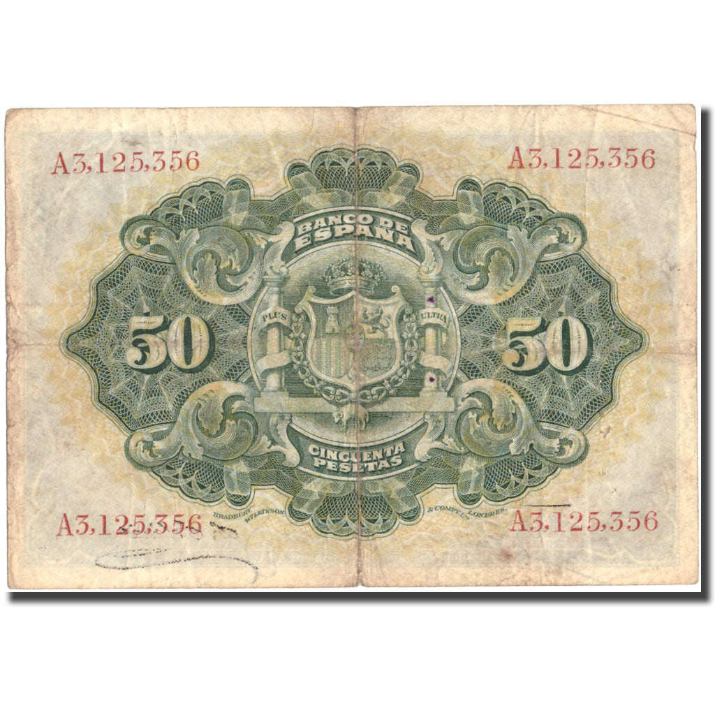 Banknote, Spain, 50 Pesetas, 1906, 1906-09-24, KM:58a, VF(30-35)