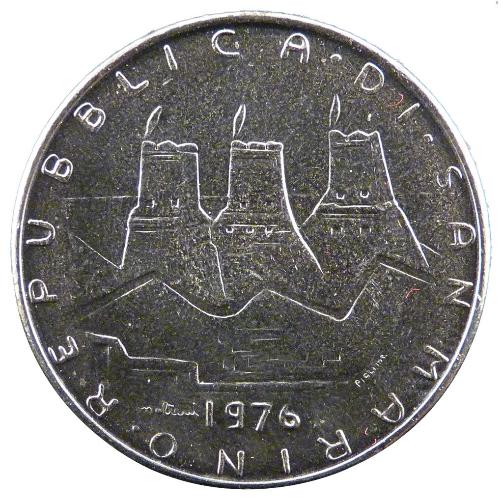 SAN MARINO, 100 Lire, 1976, KM #57, AU(55-58), Steel, 27.8, 7.80