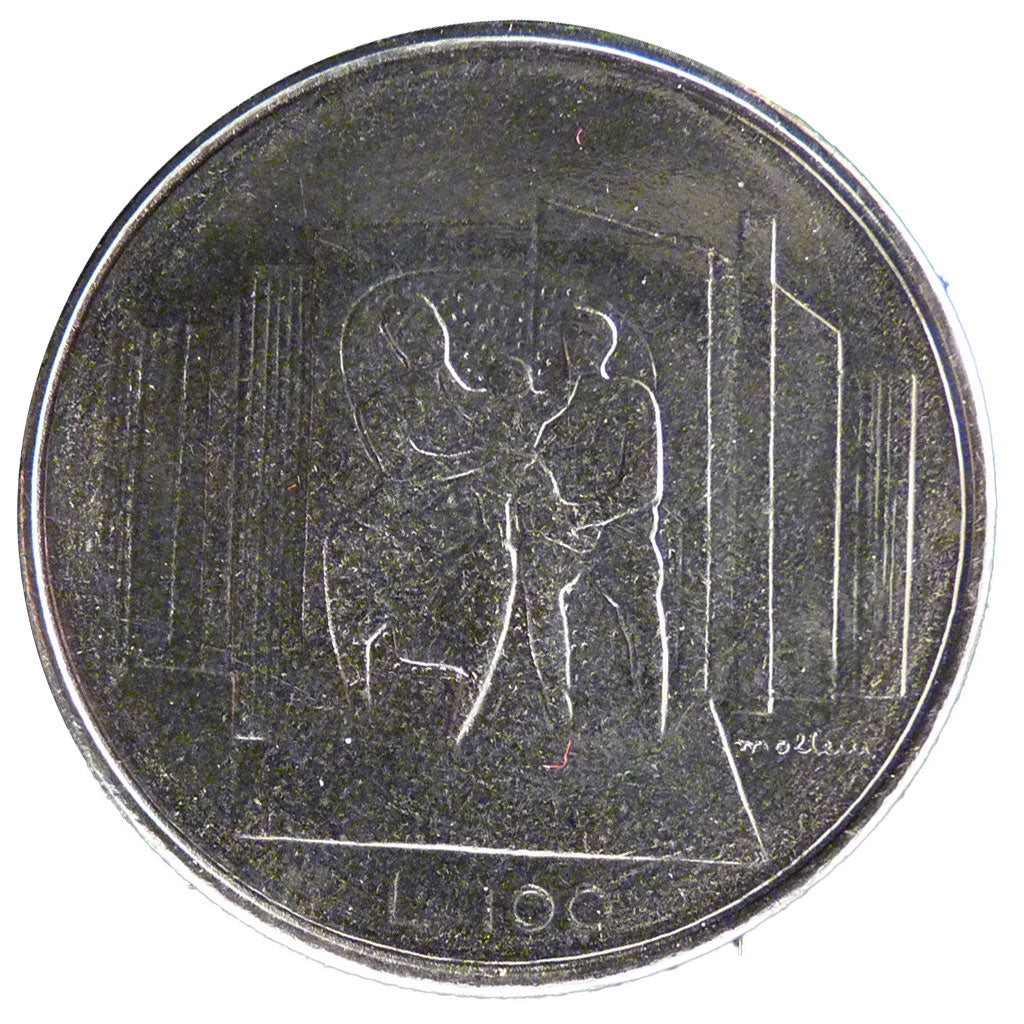 SAN MARINO, 100 Lire, 1976, KM #57, AU(55-58), Steel, 27.8, 7.80