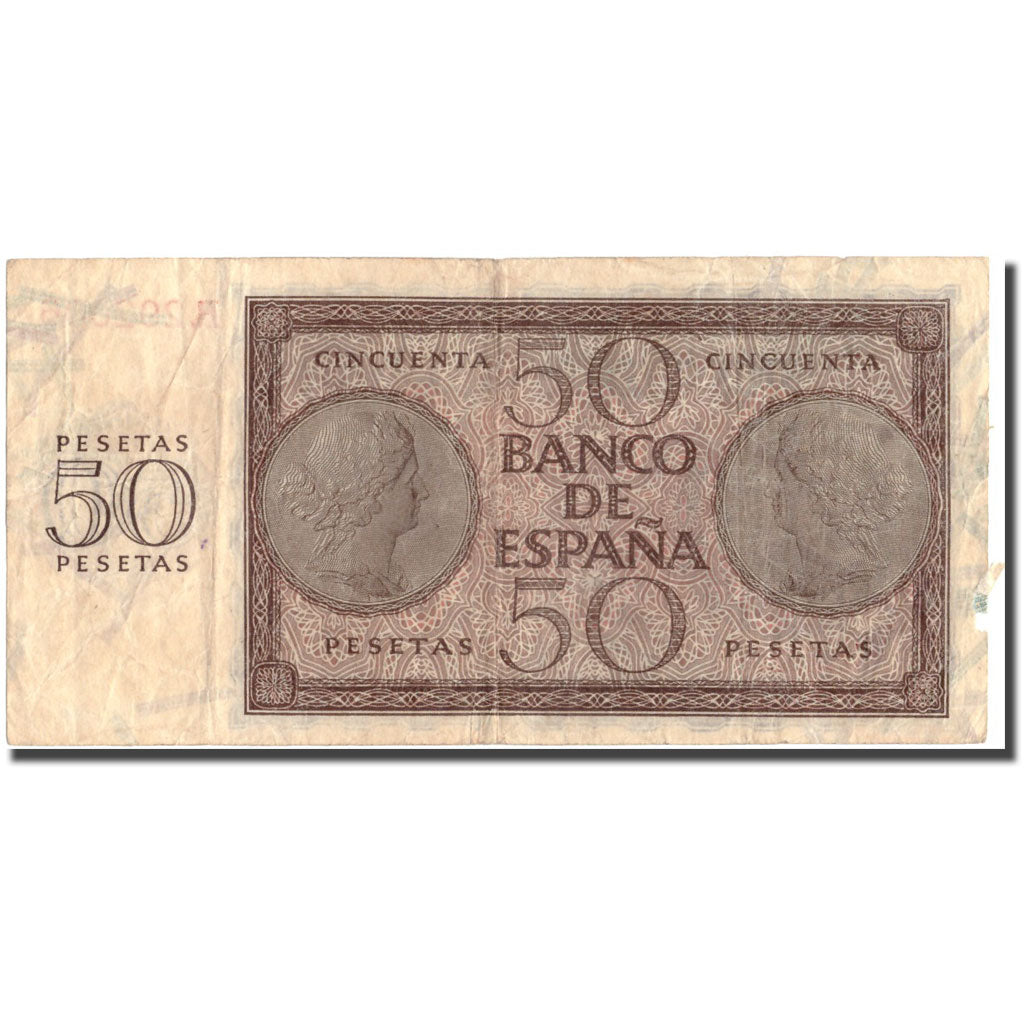 Banconote, Spagna, 50 Pesetas, 1936, 1936-11-21, KM:100a, MB