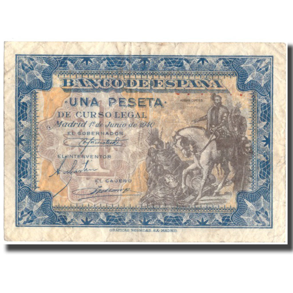Billete, 1 Peseta, 1940, España, 1940-07-01, KM:121a, MBC