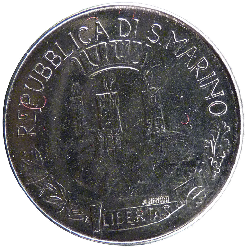 SAN MARINO, 100 Lire, 1982, Rome, KM #137, AU(55-58), Steel, 27.8, 7.80