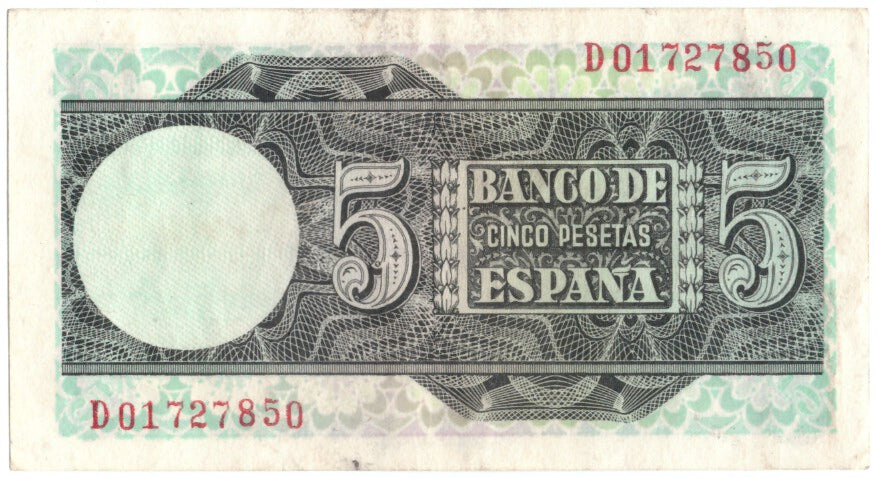 Banknote, Spain, 5 Pesetas, 1948, 1948-03-05, KM:136a, AU(50-53)