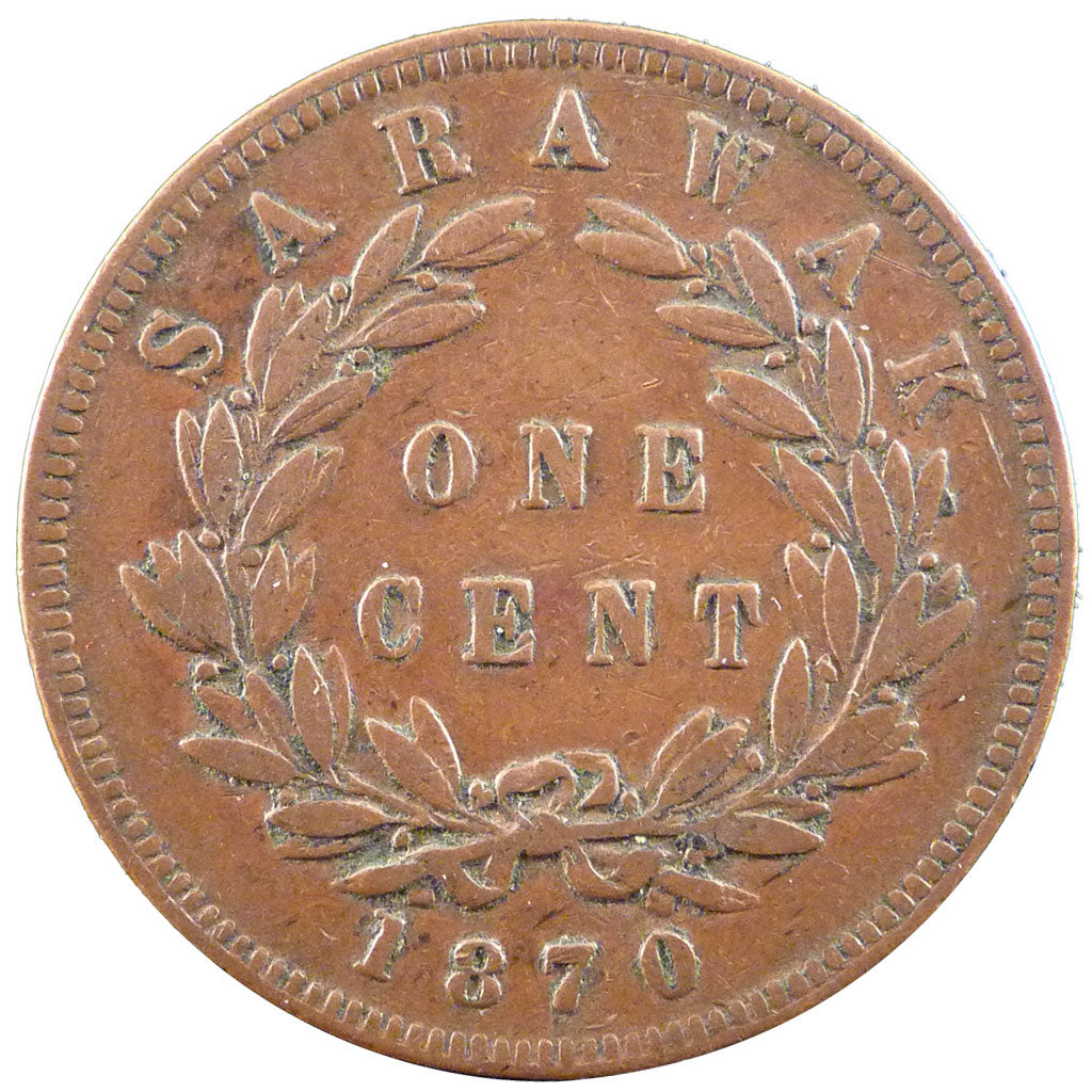 Sarawak, Cent, 1870, Heaton, KM #6, EF(40-45), Bronze, 9.40