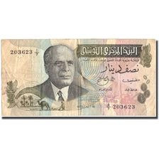 Banknote, Tunisia, 1/2 Dinar, 1973, 1973-10-15, KM:69a, VF(20-25)