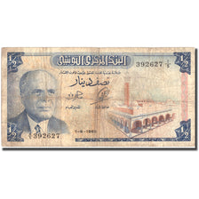 Banknote, Tunisia, 1/2 Dinar, 1965, 1965-06-01, KM:62a, VF(20-25)