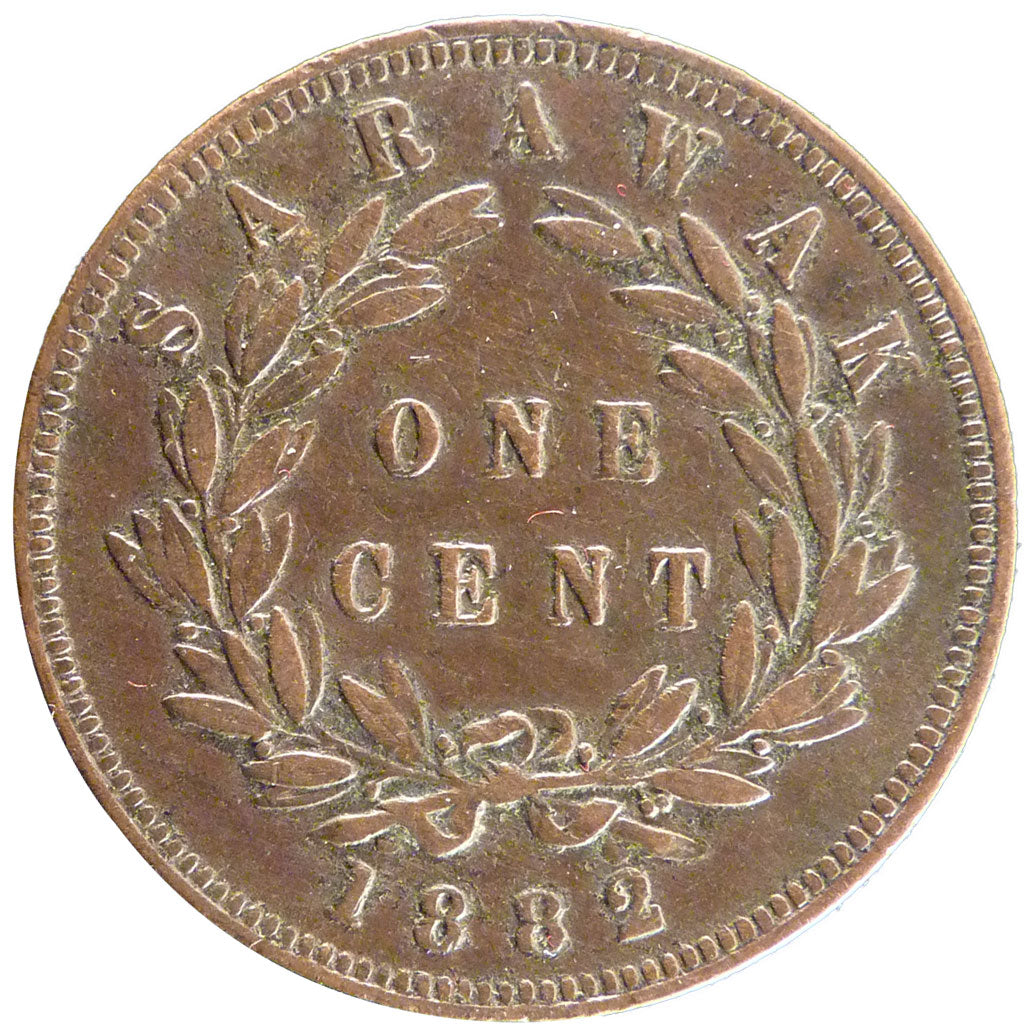 SARAWAK, Cent, 1882, Heaton, KM #6, EF(40-45), Copper, 9.40