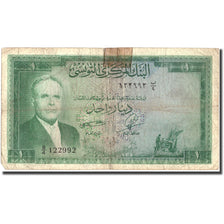 Banknote, Tunisia, 1 Dinar, KM:58, VG(8-10)