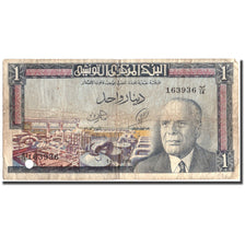 Banknote, Tunisia, 1 Dinar, 1965, 1965-06-01, KM:63a, VF(20-25)