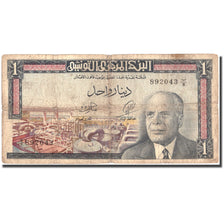 Banknote, Tunisia, 1 Dinar, 1965, 1965-06-01, KM:63a, VF(20-25)