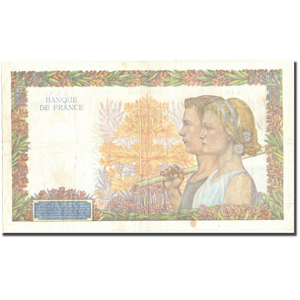 France, 500 Francs, 500 F 1940-1944 ''La Paix'', 1940, 1940-12-19, TTB