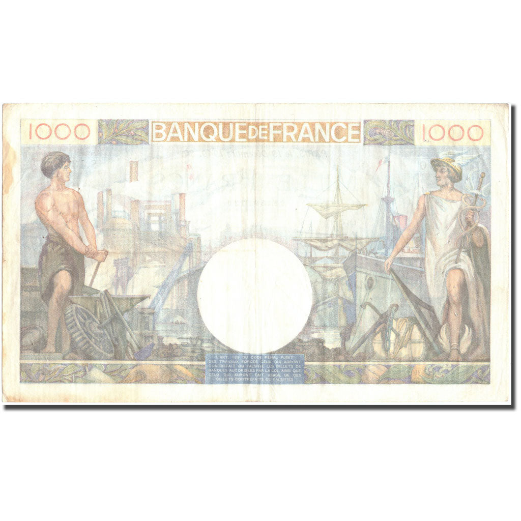 France, 1000 Francs, 1 000 F 1940-1944 ''Commerce et Industrie'', 1940