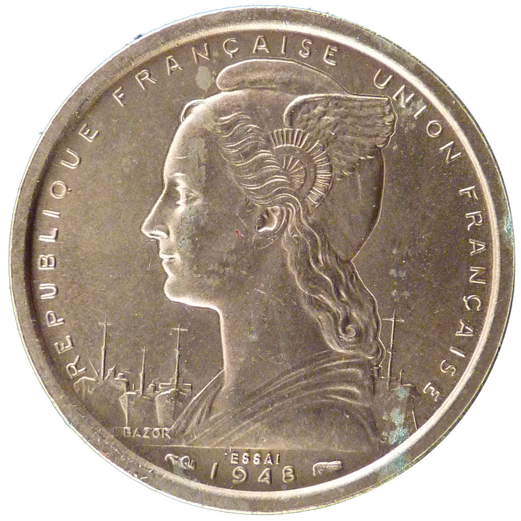 SAINT PIERRE & MIQUELON, 2 Francs, 1948, Paris, KM #E2a, MS(65-70),...