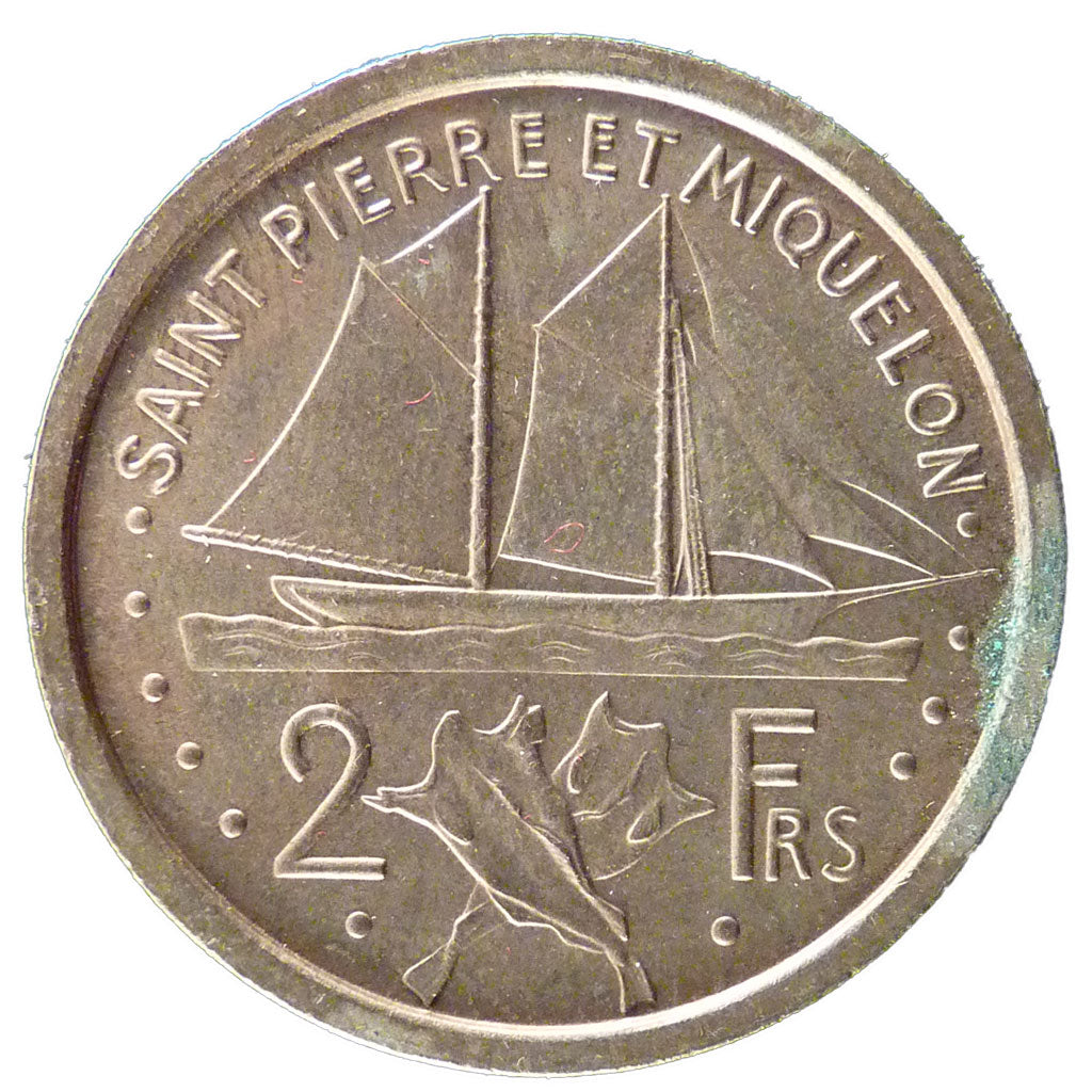 SAINT PIERRE & MIQUELON, 2 Francs, 1948, Paris, KM #E2a, MS(65-70),...