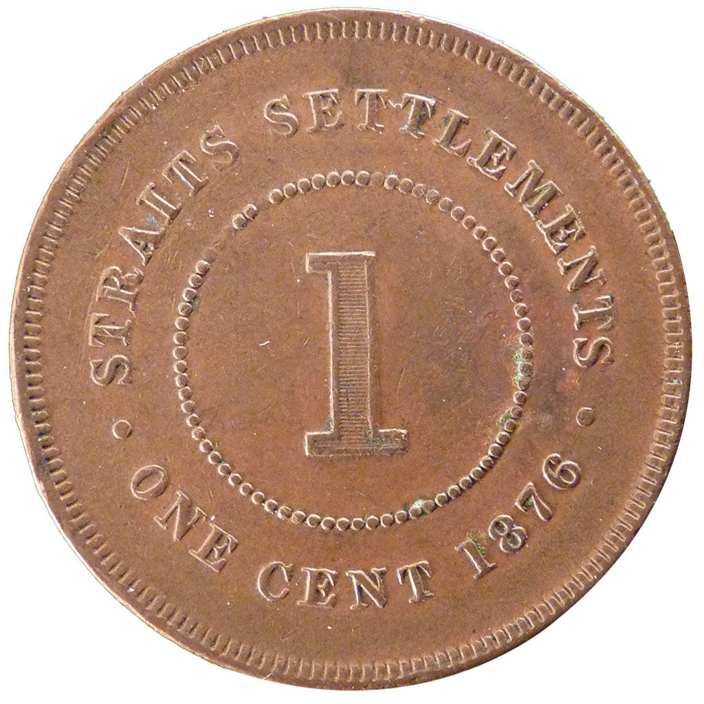 STRAITS SETTLEMENTS, Cent, 1876, KM #9, AU(55-58), Copper, 28.8, 8.90