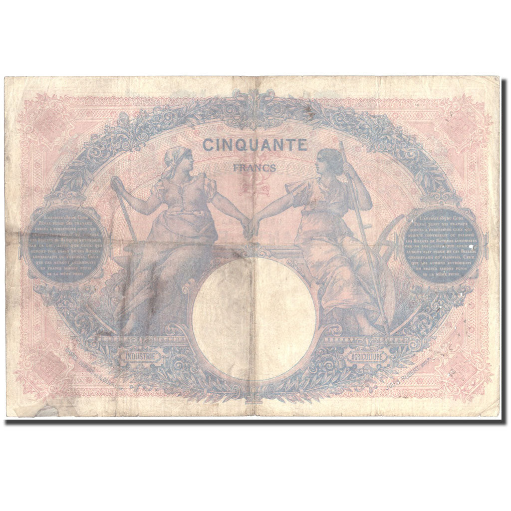 France, 50 Francs, 1914, 1914-08-08, VF(30-35), Fayette:14.27, KM:64e