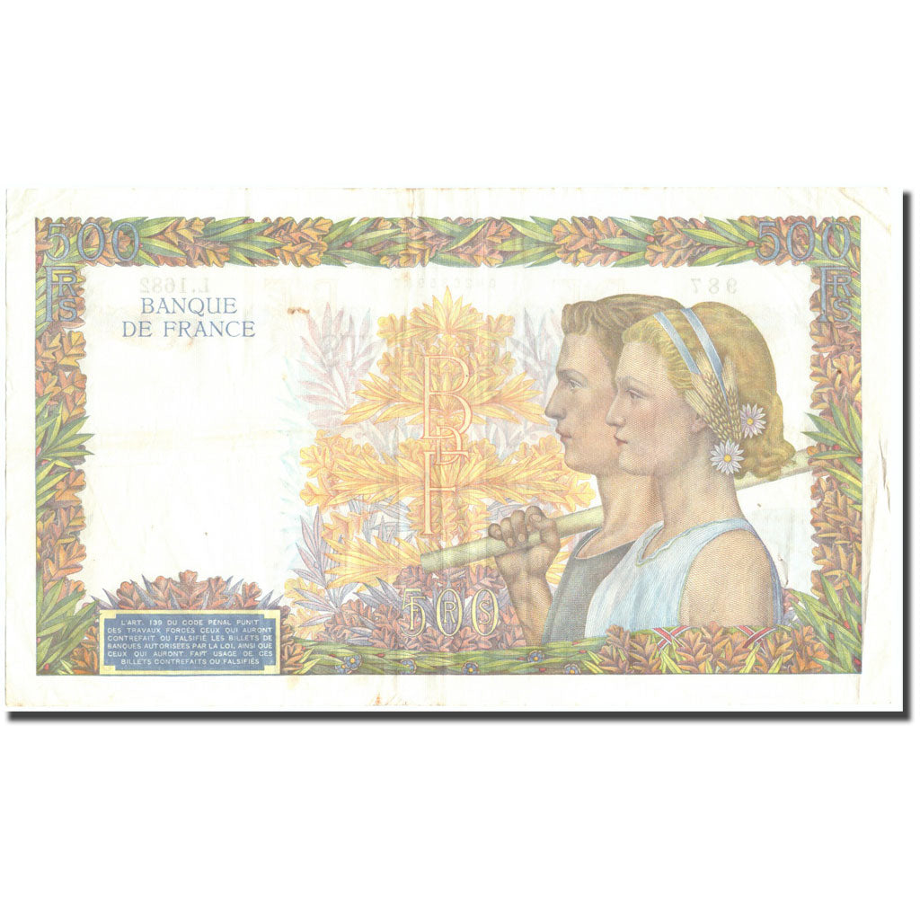 France, 500 Francs, 500 F 1940-1944 ''La Paix'', 1940, 1940-12-19, TB+