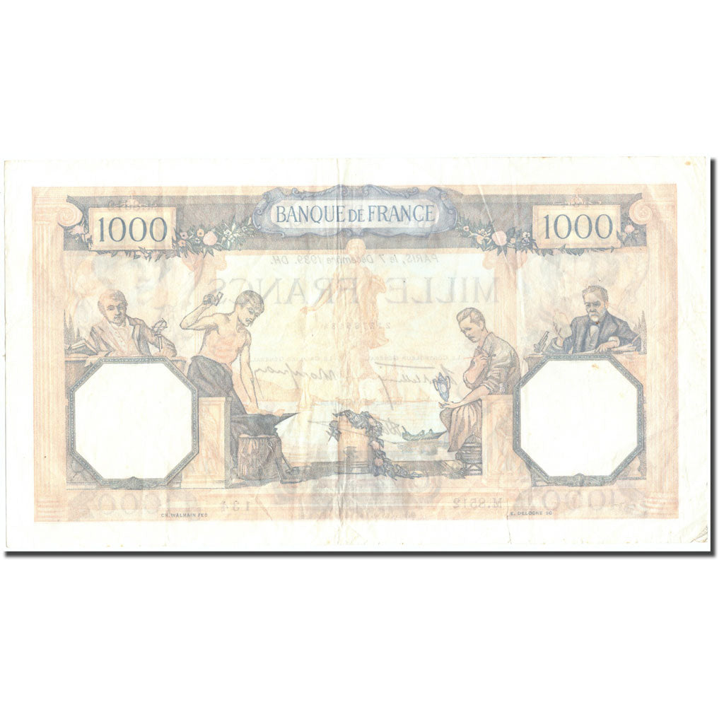 Francia, 1000 Francs, 1 000 F 1927-1940 ''Cérès et Mercure'', 1939