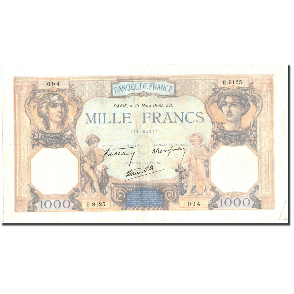 Frankreich, 1000 Francs, 1 000 F 1927-1940 ''Cérès et Mercure'', 1940