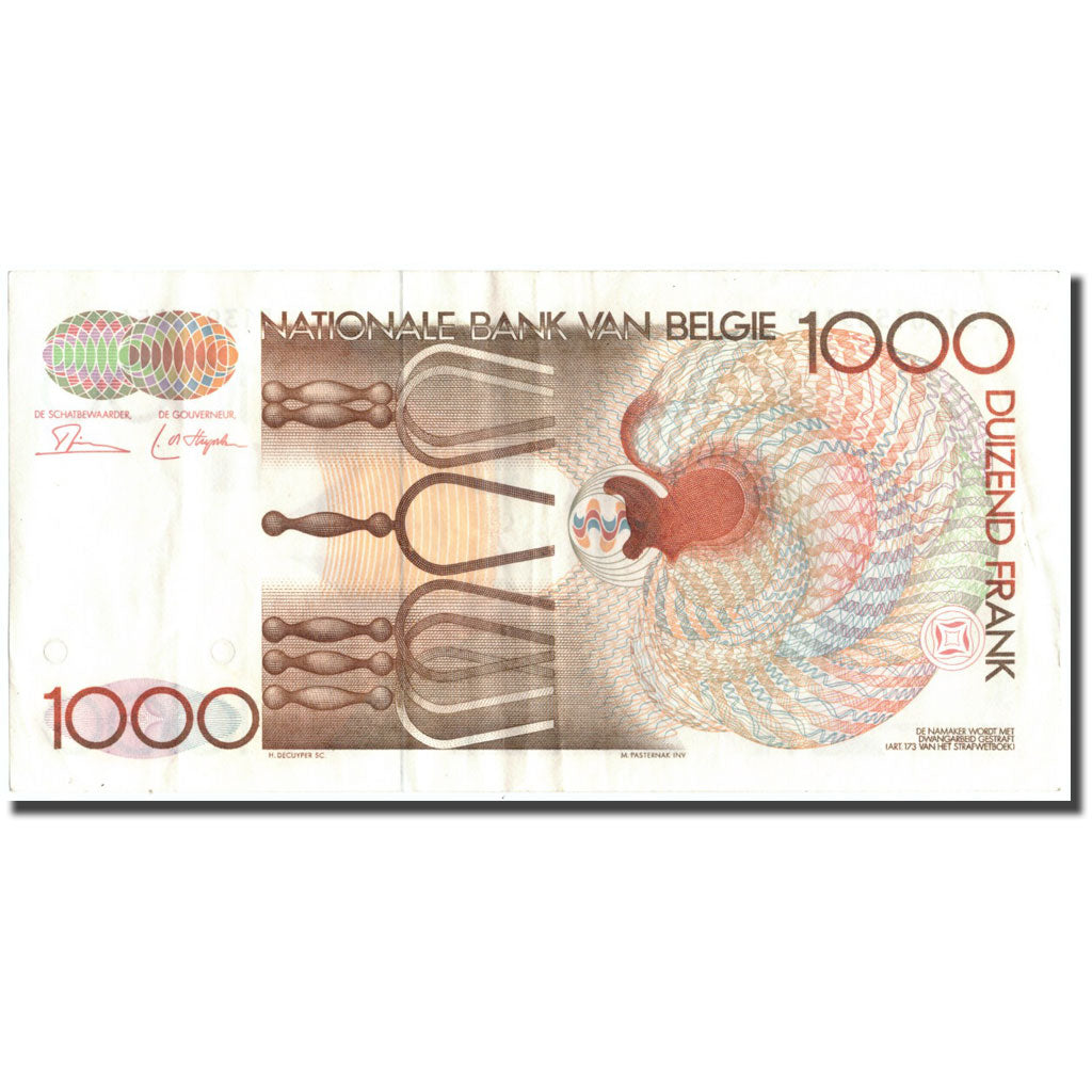 Banknote, Belgium, 1000 Francs, Undated (1980-96), KM:144x2, EF(40-45)