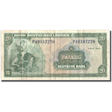 Billete, 20 Deutsche Mark, 1949, ALEMANIA - REPÚBLICA FEDERAL, 1949, KM:17a