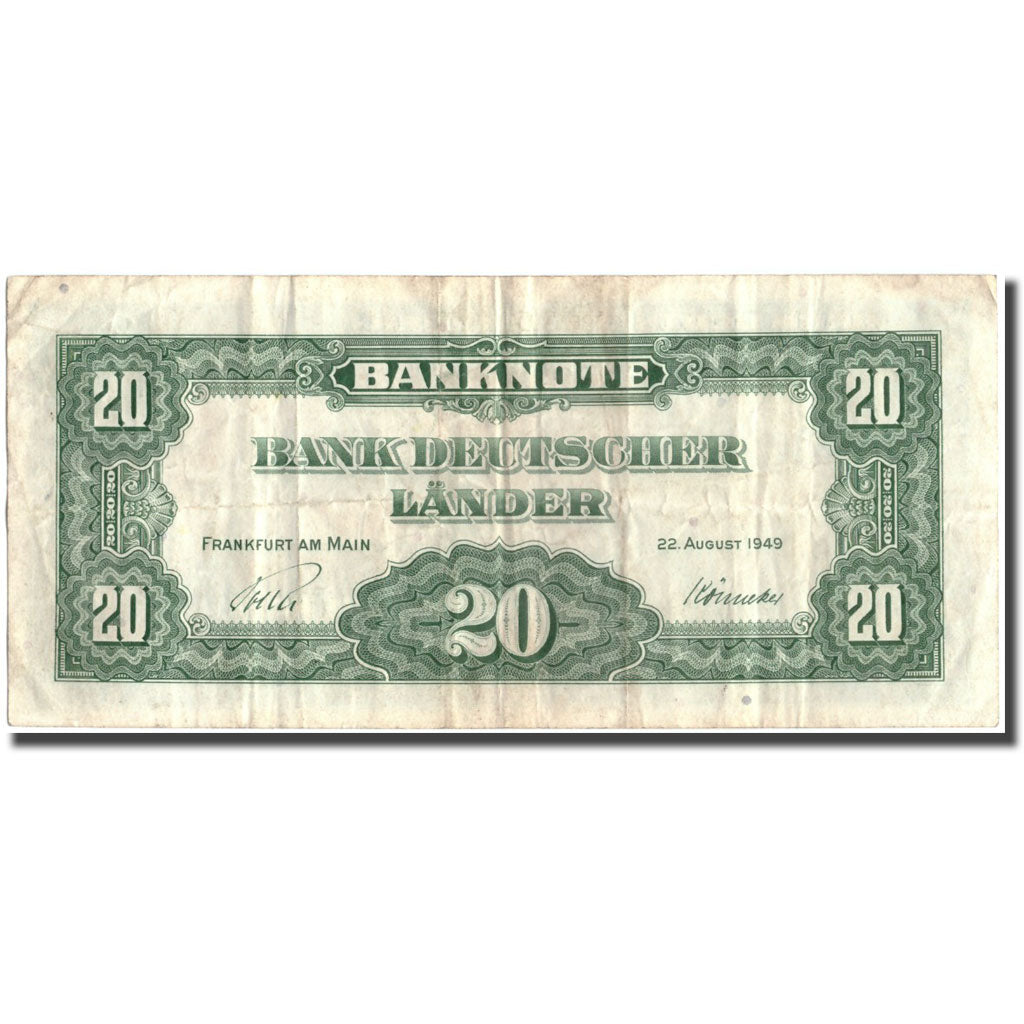 Banknote, GERMANY - FEDERAL REPUBLIC, 20 Deutsche Mark, 1949, 1949, KM:17a