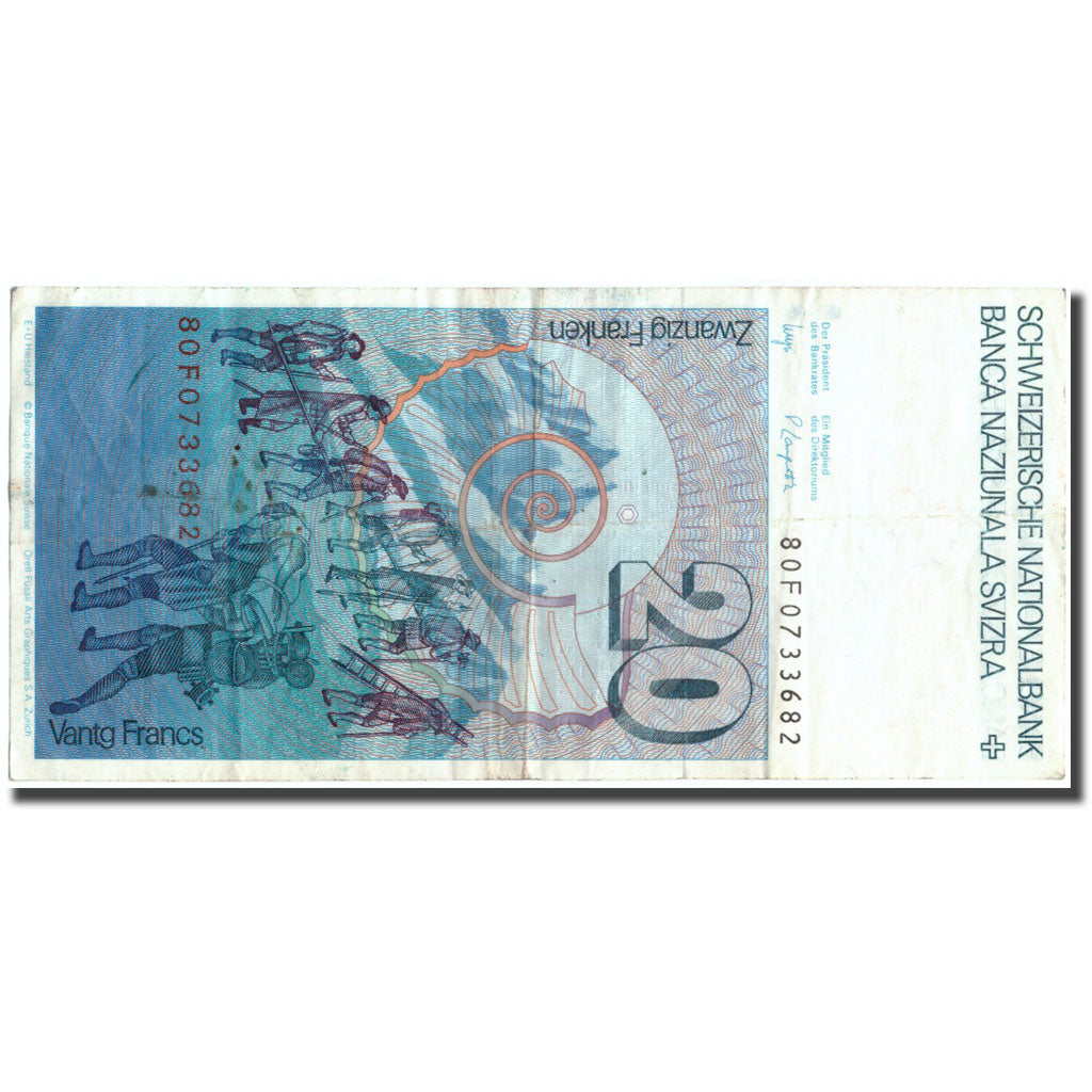 Geldschein, Schweiz, 20 Franken, KM:55c, S+