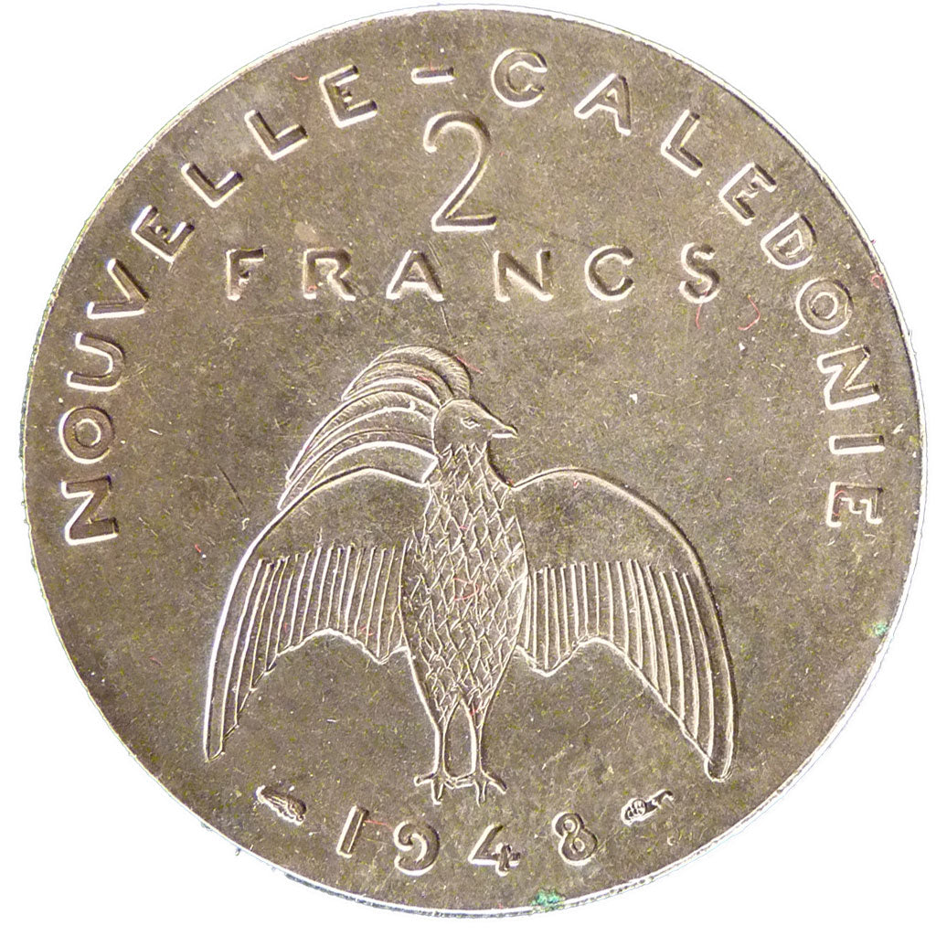 New Caledonia, 2 Francs, 1948, AU(55-58), Nickel-Bronze, Lecompte #29, 10.00