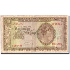 Banknote, Luxembourg, 20 Frang, 1943, 1943, KM:42a, VF(20-25)