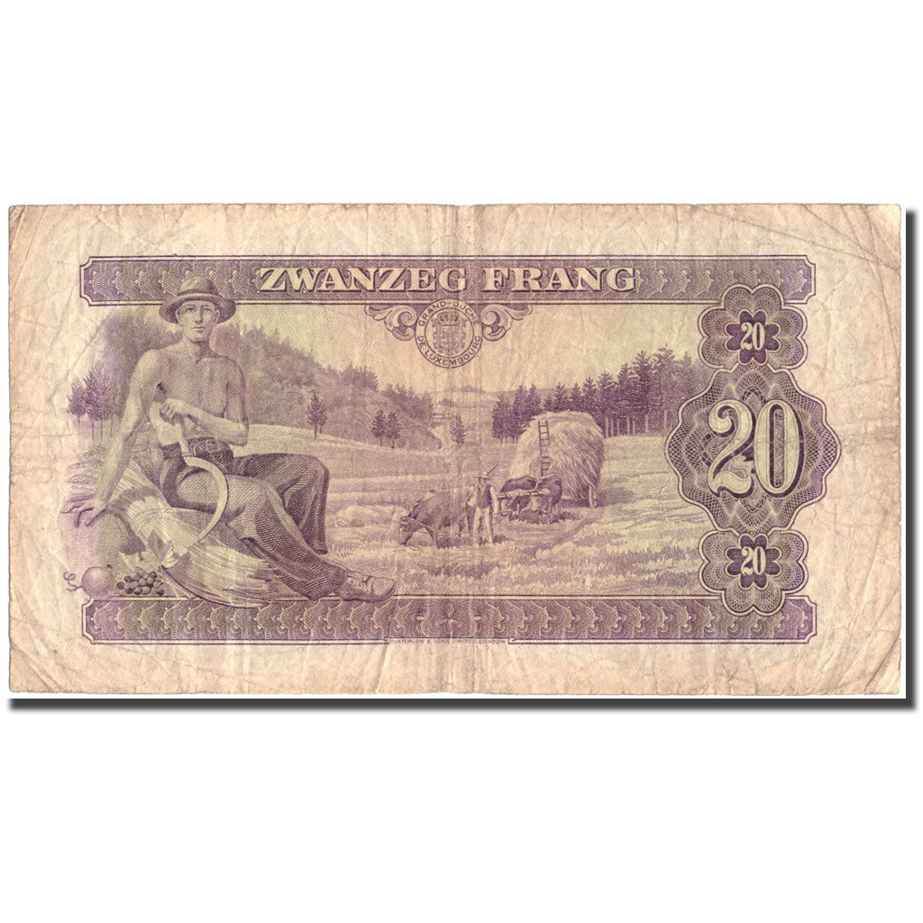 Banknote, Luxembourg, 20 Frang, 1943, 1943, KM:42a, VF(20-25)