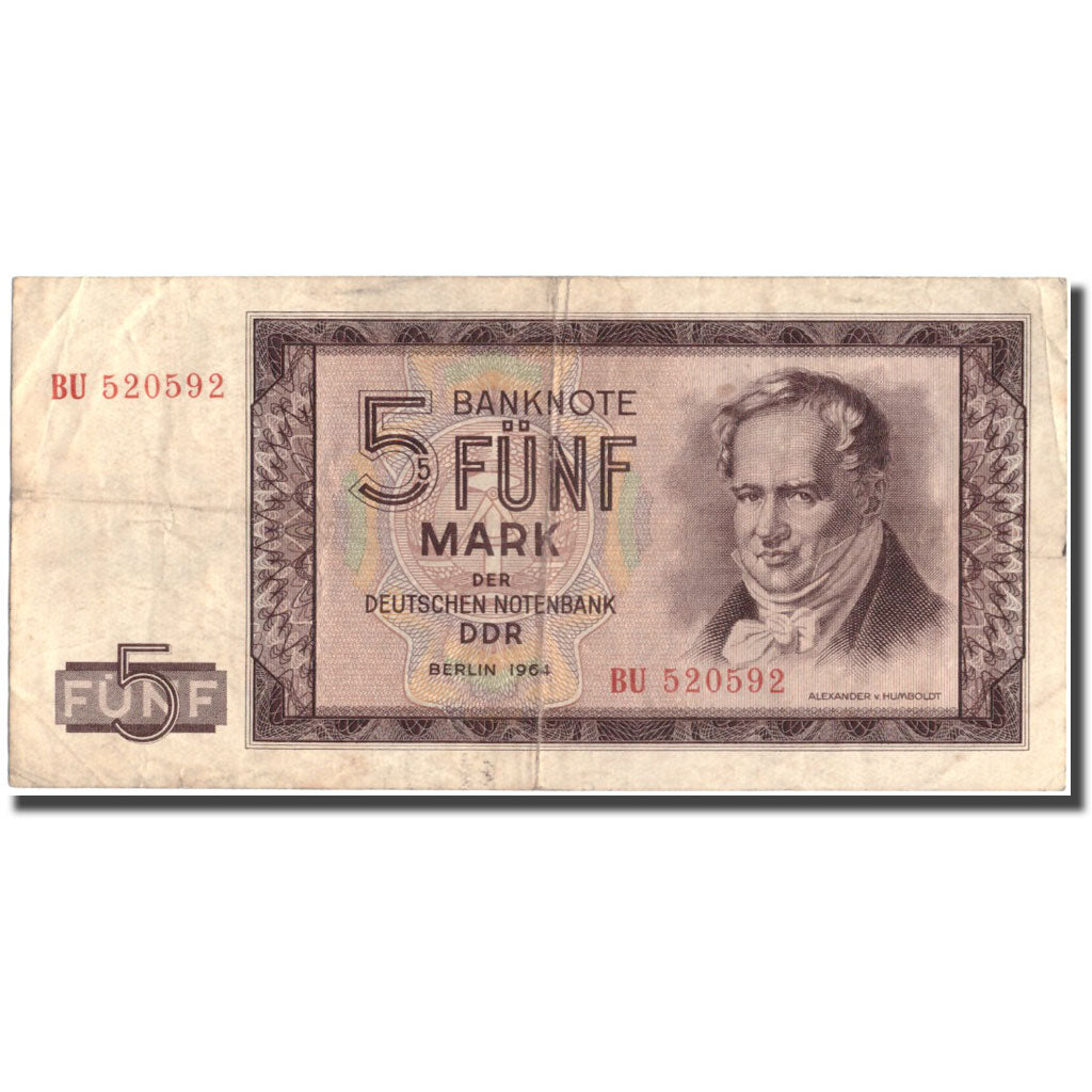 Banknote, Germany - Democratic Republic, 5 Mark, 1964, 1964, KM:22a, VF(20-25)