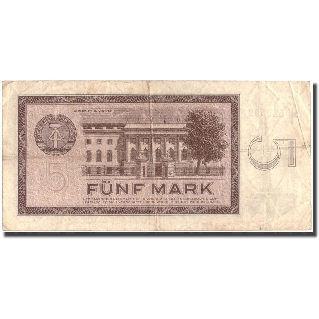 Banknote, Germany - Democratic Republic, 5 Mark, 1964, 1964, KM:22a, VF(20-25)