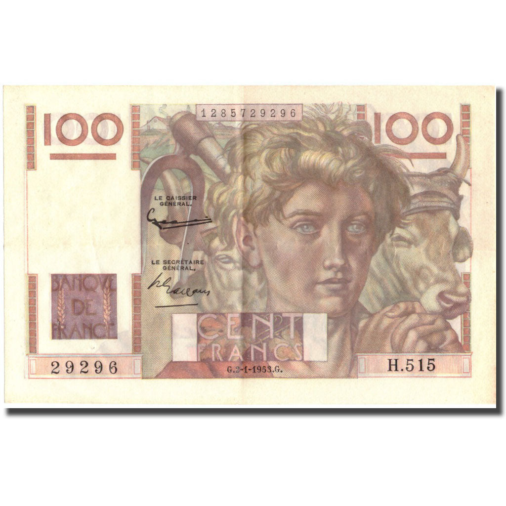 France, 100 Francs, 100 F 1945-1954 ''Jeune Paysan'', 1953, 1953-01-02
