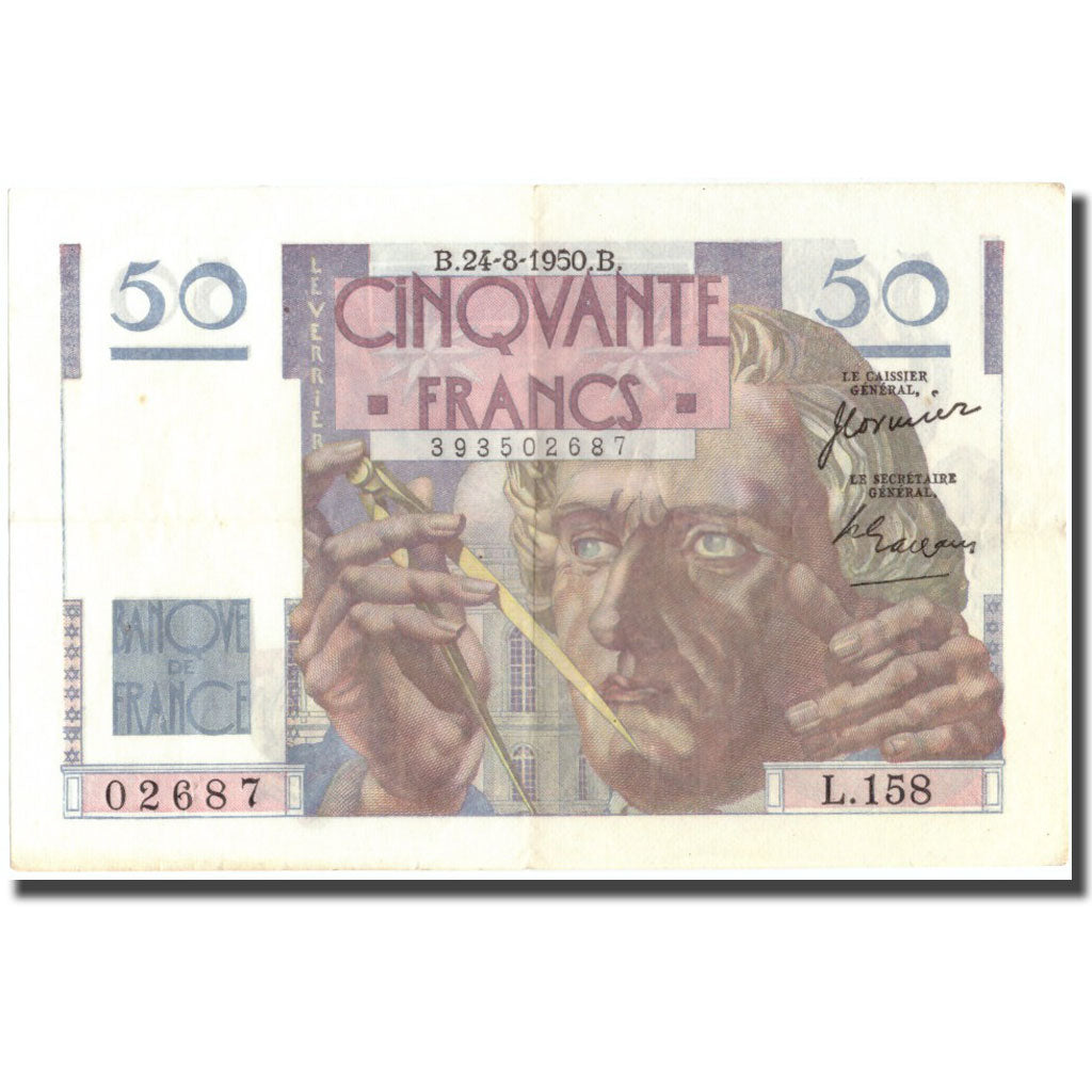 France, 50 Francs, 50 F 1946-1951 ''Le Verrier'', 1950, 1950-08-24, TTB