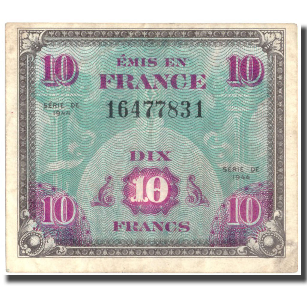 Francia, 10 Francs, 1944 Flag/France, 1944, 1944, BB, Fayette:VF18.1, KM:116a