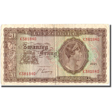 Banknote, Luxembourg, 20 Frang, 1943, 1943, KM:42a, VF(20-25)